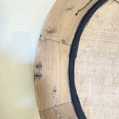 Contemporary Pine Convex Mirror with Decorative Wood Spherules