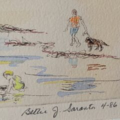 Vintage Bettie J. Sarantos Nantucket Ferry Comes Home Artist Proof Print