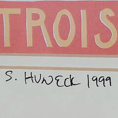 Vintage Stephen Huneck Signed Menage A Trois Dog Print