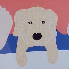 Vintage Stephen Huneck Signed Menage A Trois Dog Print