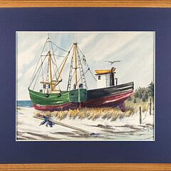 Nancy White Watercolor Painting “Washington Street Shipyard, Nantucket”