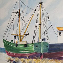 Nancy White Watercolor Painting “Washington Street Shipyard, Nantucket”