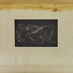 Henry Moore (1898-1986) Reclining Nude Woodcut Print