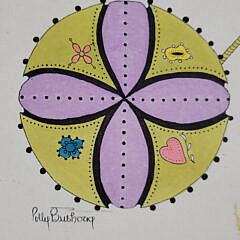 Polly Bushong (1910-1990) Mixed Media “Silly Cyclist” Painting