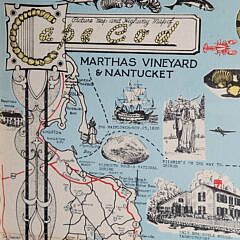Mid Century Picture and Highway Map of Cape Cod Nantucket and Martha’s Vineyard