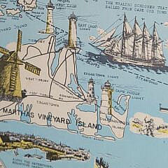 Mid Century Picture and Highway Map of Cape Cod Nantucket and Martha’s Vineyard