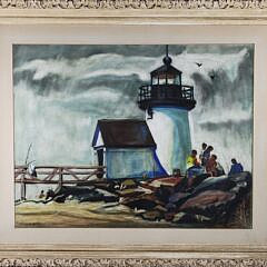 Mid Century Pastel View “Brant Point Lighthouse, Nantucket”