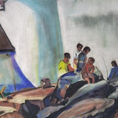 Mid Century Pastel View “Brant Point Lighthouse, Nantucket”