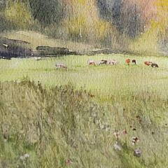 Harold Van Heest (1895-1988) Watercolor Landscape View “Vermont Dairy Barn”