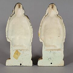 Pair of Antique Cast Iron Paint Decorated Old Salt Fisherman Doorstops