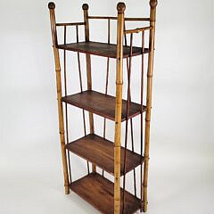 Antique Aesthetic Movement Bamboo and Pine Etagere Bookshelf