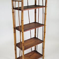 Antique Aesthetic Movement Bamboo and Pine Etagere Bookshelf
