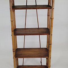 Antique Aesthetic Movement Bamboo and Pine Etagere Bookshelf