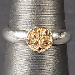 14K Yellow Gold and Sterling Silver Nantucket Sand Dollar Ring