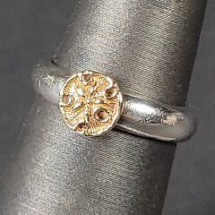 14K Yellow Gold and Sterling Silver Nantucket Sand Dollar Ring