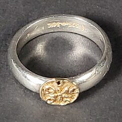 14K Yellow Gold and Sterling Silver Nantucket Sand Dollar Ring