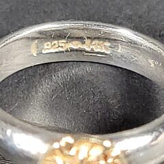 14K Yellow Gold and Sterling Silver Nantucket Sand Dollar Ring