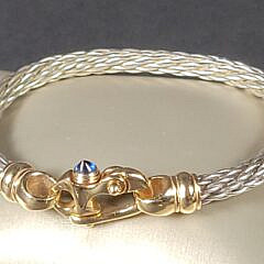 14K Yellow Gold Mariner Clasp Sterling Silver Cable Twist Bracelet