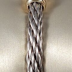 14K Yellow Gold Mariner Clasp Sterling Silver Cable Twist Bracelet