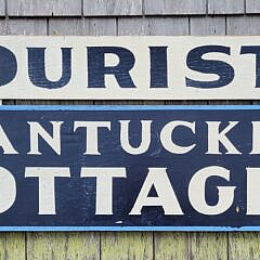 Antique Style Painted Wood Nantucket Cottages Advertising Trade Sign