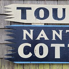 Antique Style Painted Wood Nantucket Cottages Advertising Trade Sign