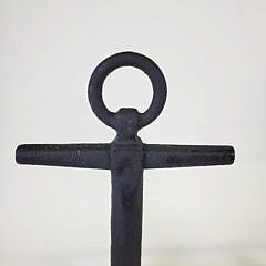 Pair of Antique Cast Iron Nautical Anchor Fireplace Andirons