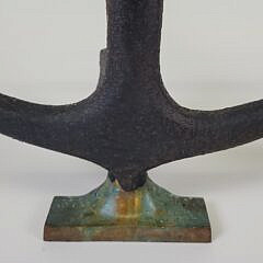 Pair of Antique Cast Iron Nautical Anchor Fireplace Andirons
