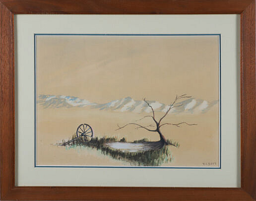 Richard Beer (1893-1955) Watercolor "Frozen Pond, Snowy Mountain Peaks"
