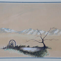 Richard Beer Watercolor “Frozen Pond, Snowy Mountain Peaks”