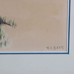 Richard Beer Watercolor “Frozen Pond, Snowy Mountain Peaks”