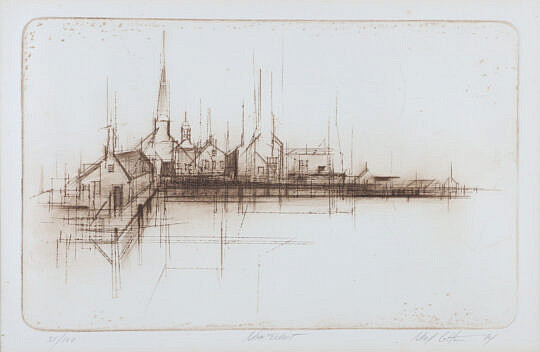 Limited Edition #38/100 Engraving of Nantucket Old North Wharf
