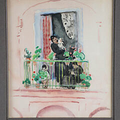 Martha Walter (American 1878-1976) Watercolor “On The Balcony, Spain”