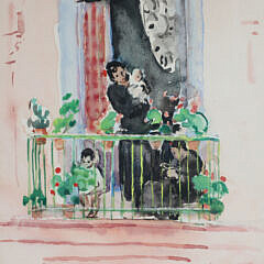 Martha Walter (American 1878-1976) Watercolor “On The Balcony, Spain”