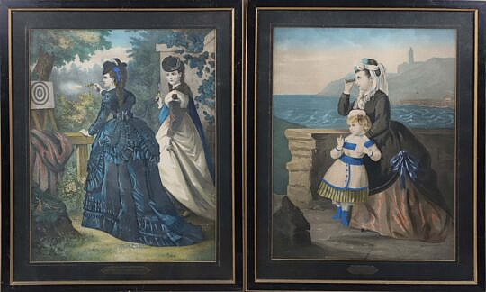 Two Victorian Framed Lithographs: "The Best Shoot" and "Arrival"