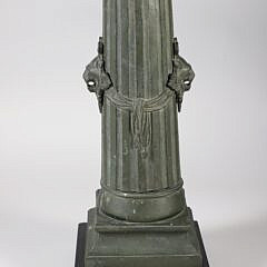 “Peiffer” Signed Neoclassical Bust of a Woman on Classical Column with Lion’s Heads