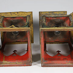 Pair of Antique Cut Tin and Polychromed Candle Lanterns