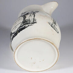 Antique Liverpool Creme Ware Pitcher “Peace, Plenty, and Independence”, with clipper ship on reverse