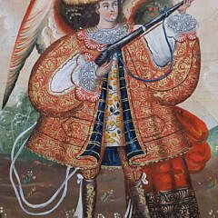Antique Tempera on Board “Angel Arcabucero”