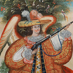 Antique Tempera on Board “Angel Arcabucero”