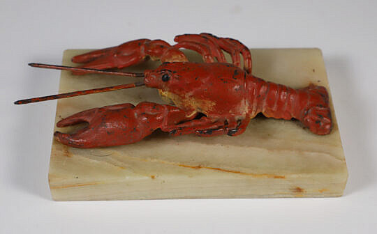 Cast Iron Lobster on Marble Base, 19th Century
