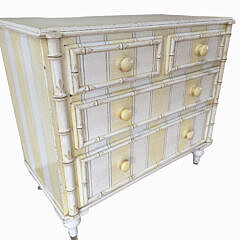 Antique Faux Bamboo Four Drawer Chest with Later Decorations