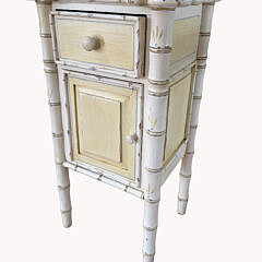 Vintage Bamboo Bedside Cupboard with Later Decoration