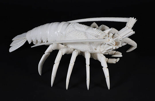 Albino Carved Bone Articulated Lobster