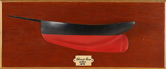 Carved and Painted Vintage Half Hull on Plank "Thames River Cutter, 1878"