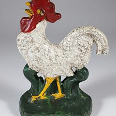 Painted Cast Iron Antique Rooster Doorstop