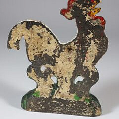 Painted Cast Iron Antique Rooster Doorstop