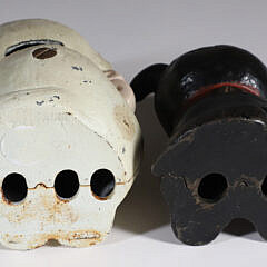 Two Antique Painted Cast Iron Cat Still Banks