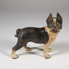 Antique Painted Cast Iron Boston Terrier Still Bank