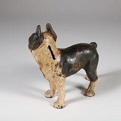 Antique Painted Cast Iron Boston Terrier Still Bank