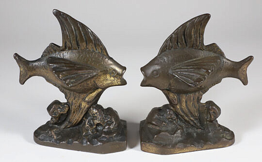 Cast Bronze Clad Tropical Fish Bookends